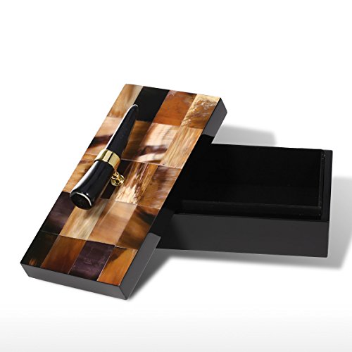 Tooarts Boîte à Bijoux avec Corne Rayures Bijoux en Bois rectangulaire Affichage Bague Collier boîte de Rangement Cadeaux d'anniversaire pour Les Femmes Black Velvet Cover