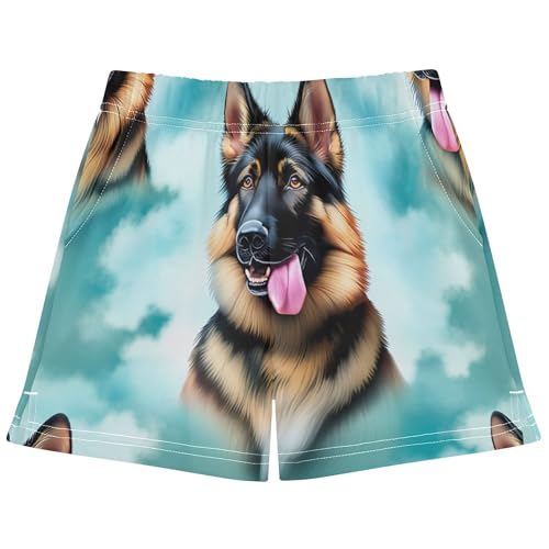 Girls German Shepherd Dog Print Lounge Shorts Comfy Athletic Cute Animal Patterned Pajama Shorts, X-Small