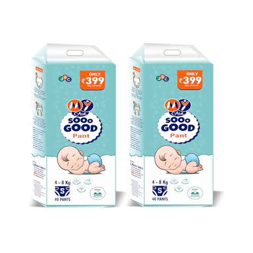 Image of SOOO GOOD Baby Diaper Pants With Aloe Lotion & Wetness Indicator | Soft & Comfortable | Fast Absorption, Rash-Free, Leak-Proof (Size-S, 4 to 8 kg, 40 Counts, Pack of 2)