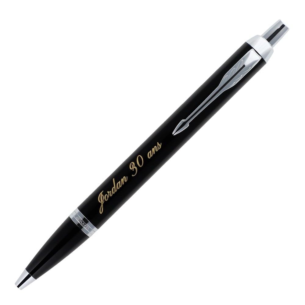 Ocadeau Biros creados a partir de un bolígrafo Parker negro con texto grabado - Bolígrafo IM personalizado grabado