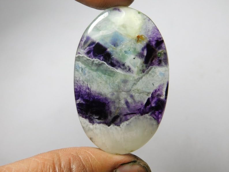 Fluorite naturelle cabochon pour fabriquer un pendentif en pierre - 3