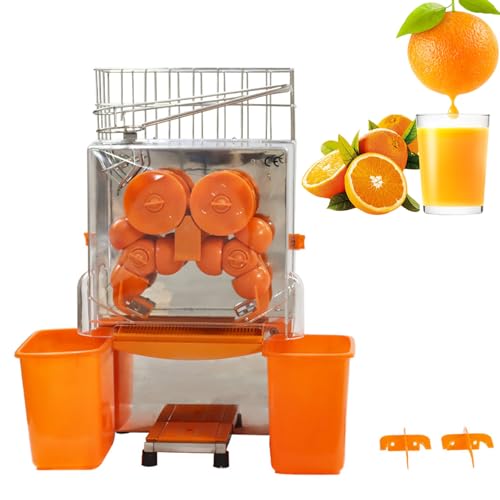 Banfluxion 110V 120W Automatic Juice Extractor Commercial Orange Juicer Extractor for 22-30 per Minute Stainless Steel Orange Squeezer with 2 Peel Collecting Buckets and Pull-Out Filter Box
