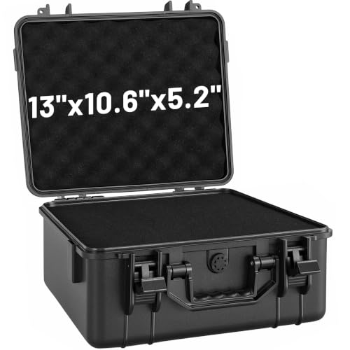 TORIBIO Hard Carrying Case with Foam, Shockproof Storage Box 13"x10.6"x5.2"