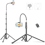 Victiv 88" Tall Tripod for iPhone, Phone Tripods with Gooseneck & Remote and Mobile Phone Stand, Flexible Overhead Tripod iPhone Stand for Filming, Aluminum Tripods for Smartphone/Camera/Ring Light