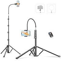 Victiv 224cm Hoch Handy Stativ, Schwerlast Flexibel Overhead Stativ für Kamera mit 35cm Verstellbarer Schwanenhals, Aluminium Kamera Phone Stative für Canon DSLR & iPhone17 16 15 Pro Max Min, Samsung
