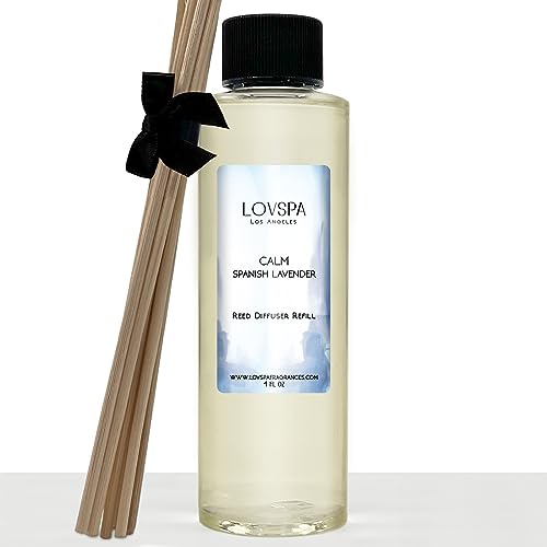 Difusor de varillas Calm Lavanda azul español 4 oz con recambio miniatura 3