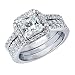 MABELLA Princess Sterling Silver Cubic Zirconia Wedding Engagement Band Ring Set Gifts for Women