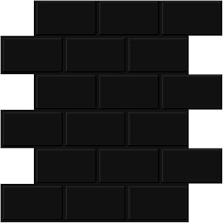 Tic Tac Tiles Peel and Stick Tiles in Thicker Subway Brick Design (10-Pack) (Black)
