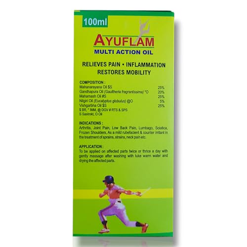 Ayusearch Ayuflam Multi Action Oil | Muscular Pain Relief Anti Inflammatory With Five Herbal Oil | Ayurvedic 100% Natural 100 ML Each (Pack of 2)