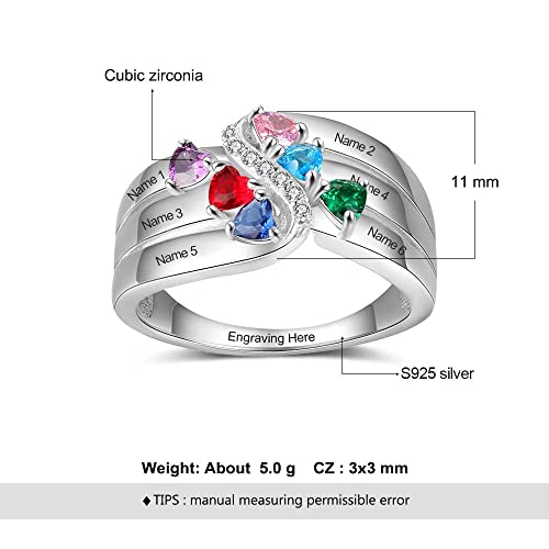 925 Sterling Silver for Women, Promise Ring for Her, Birthstones Rings for Women, Custom Mother Rings Jewelry Gift for Wife Mother as Birthday Mother's Day Gifts3