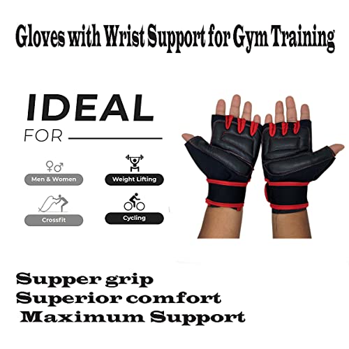 Image of Sports Glove for Men&Women, Gloves Gym Workout, Gym Accessories Men, Gym Gloves Men Workout, Sport Glove, Fitness Gloves, Hand Glove Gym Men, Grip Gloves, Exercise Gloves (RED)