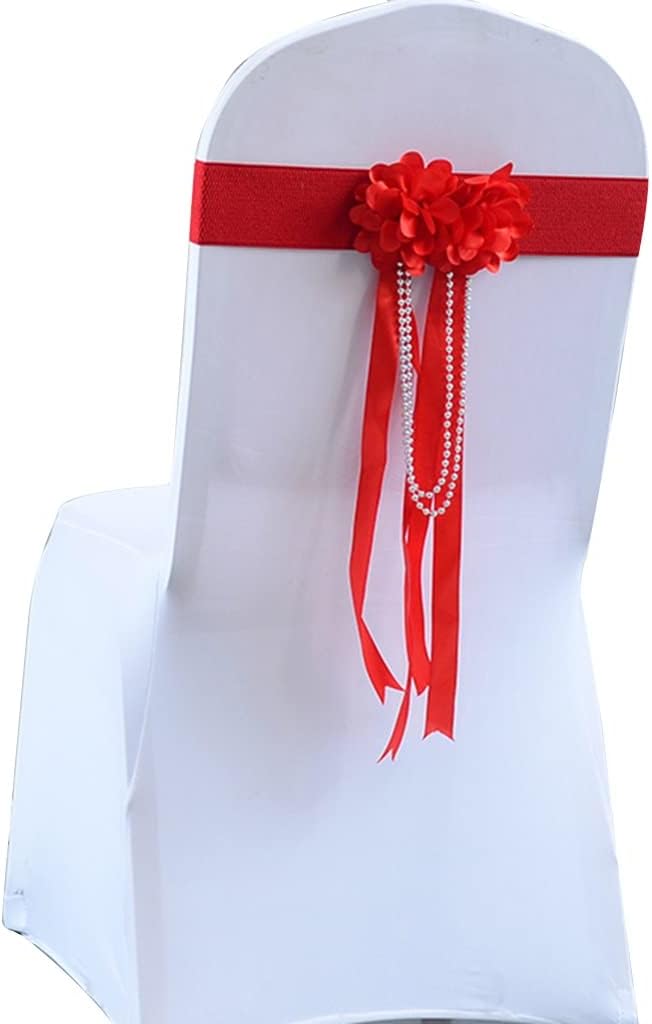 Chair Sashes for Party 10-50 Pieces Elegant Flower Artistic Pearl Decoration Chair Ties Wedding Banquet Elastic Straps for Chair Back (Color : B Size : 30) (F*50)