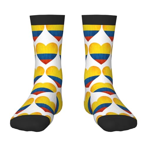 Oudrspo Chaussettes amusantes pour hommes avec drapeau de la Colombie, amusantes et colorées à motifs