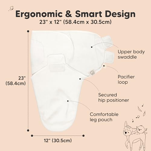 Image of 3-Pack Organic Baby Swaddle Sleep Sacks - Swaddles for Newborns, Infant 0-3 Months, Baby Girls, Boys, Soft & Snug Newborn Sleep Sack, Nursery Swaddling Blankets (Soft White, OS)