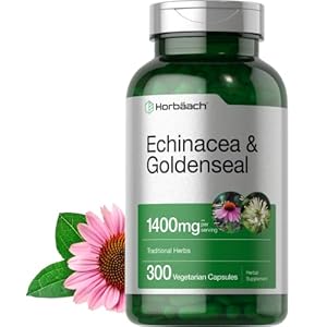 Echinacea Goldenseal Capsules | 1400mg | 300 Count | Vegetarian, Non-GMO, Gluten Free Extract Supplement | by Horbaach