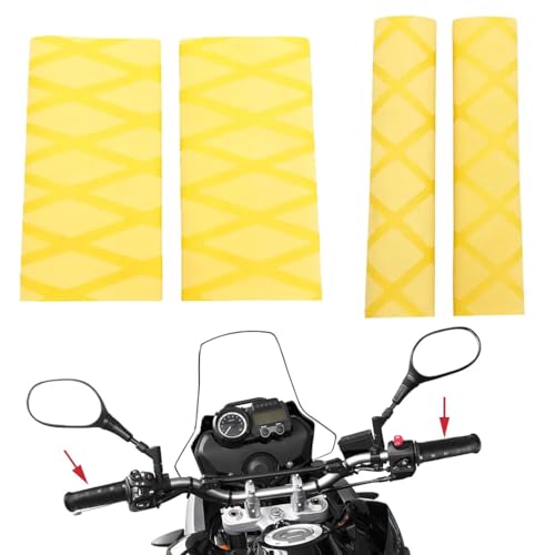 VURYAPI 4 Pezzi Coprimaniglia per moto termorestringente antiscivolo, Coprimanopole Moto R1200GS R1250GS F850GS F800GS Copertura Universale Termorestringente per manopole originali e comandi (Giallo)