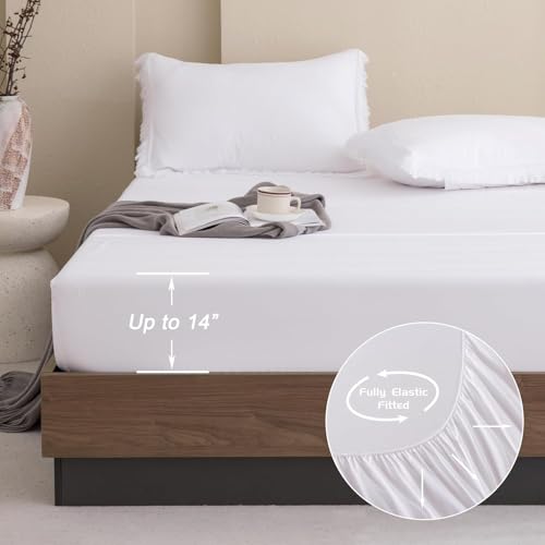 Image of Andency Oversized King Comforter Set with Sheets 120x120 White - 7 Pieces Boho Tassel Bed in a Bag Soft Lightweight Bedding Sets, Fringe Bed Set with Comforter, Sheets, Pillowcases & Shams