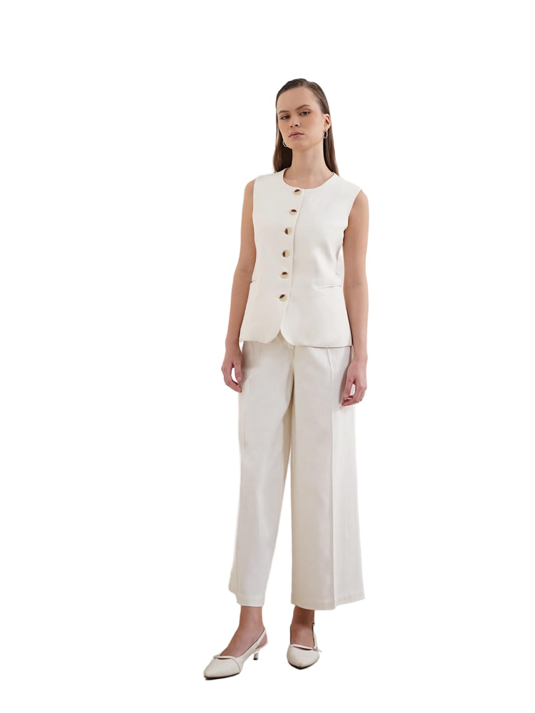 fablestreet Women Co-ord Set & Two-Piece Set Casual Wear | Flared Fit Crew Neck Sleeveless Solid Pattern | Textured Cotton Fabric, Vacation & Outings-picture-21