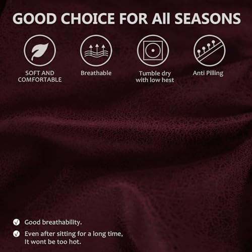 Image of ANARACHON Leather Like Recliner Chair Covers Heavy Duty, 4 Pieces Recliner Cover for Recliner Chair, Leather Cover for Recliner slipcovers Washable for Pets (Wine)