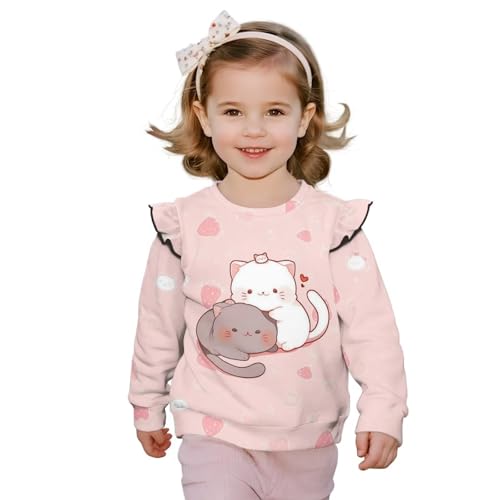 Pullover Sweatshirt 1-8 Years Ruffle Long Sleeve Shirt for Girls Trendy Round Neck Sweaters Kids Tops