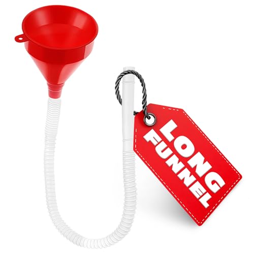 3 Wide 23 Long Funnel with Hose Leak-Resistant Flexible Oil Funnel for Transmission Fluid Coolant Gas Tank Power Steering DIY Mechanic Funnels for Automotive Use Garage Applications