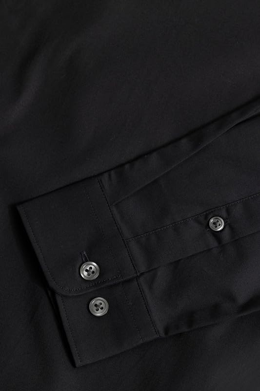 Image of SNITCH Men's Plain Shirts Formal Wear Streetwear Style | Cotton Spread Full Sleeve Slim Fit Black