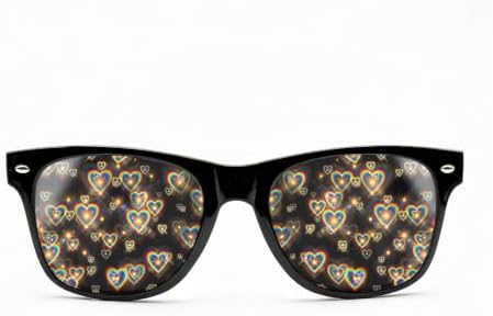 GloFX Ultimate Diffraction Glasses - 3D Rainbow Heart Effect - Great Edm, Concert, and Rave Accessory