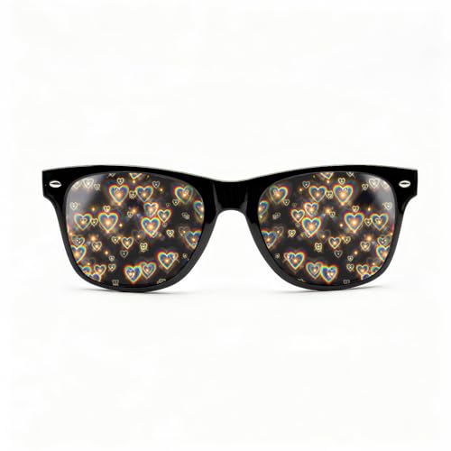 GloFX Ultimate Heart Diffraction Glasses - 3D Rainbow Hearts Effect with Black Frames - Great Festival, Concert, and Rave Accessory