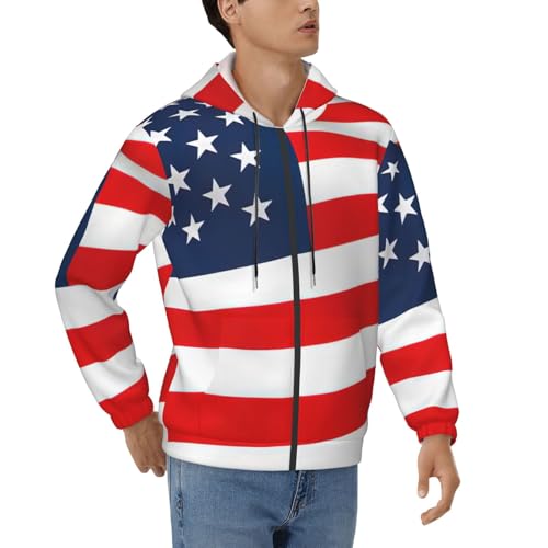 Sweat à capuche drapeau américain homme pull doux automne printemps voyage