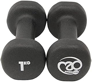 Fitness Mad Neo Dumbbells, Pair of Dumbbells, Weights 0.5kg - 6kg, Multi Coloured & Black