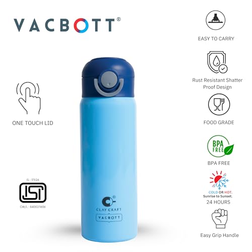 Image of CLAY CRAFT VACBOTT Sonic Pro Double Wall|18 Hours Hot and 24 Hours Cold Water Bottle Vacuum Insulated Flask Bottle|550ml, 1Pcs, Bottle for Home, Office|BPA-Free|BIS Certified|1Year Limited Warranty