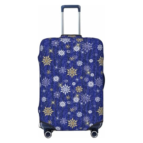 Golden Snowflakes Royal Blue For Travel Luggage Cover Suitcase Protector Fits 18-32 Inch Travel Luggage Protector Elastic Luggage Anti-Scratch Suitcase Cover
