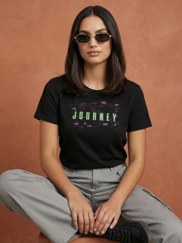 Image of Nobero Women's Graphic Printed T-Shirt | Regular Fit 180 GSM Cotton Tee for Women | Comfortable Round Neck Casual Wear