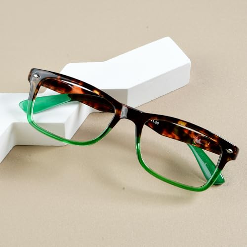 Image of Eyekepper Classic Vintage Style Reading Glasses Tortoise /Green +2.50