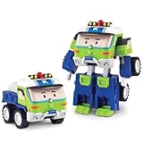 Robocar Poli Keaton Transforming Robot, 4' Transformable Action Toy Figure Vehicles, Emergency Vehicle Playset, Holiday Birthday Rescue Car Toys Gift for Boys Girls Age 1 2 3 4 5