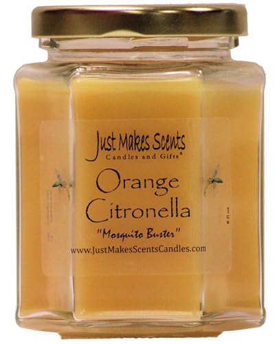 Orange Citronella Scented Blended Soy Candle for Indoor Use by Just Makes Scents (Orange Citronella)