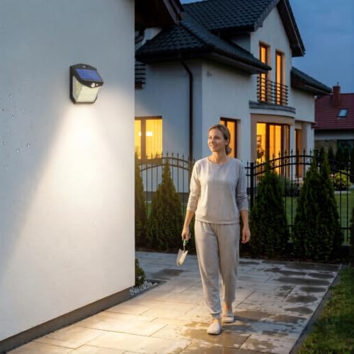 Luces de pared para exteriores con sensor de movimiento solar para evitar zonas oscuras en caminos 3