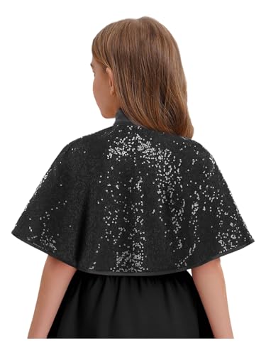 renvena Girls Sequins Shawls Wraps Sparkly One Button Shrug Bolero Wedding Flower Dress Cover Up4
