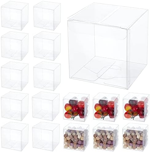 BENECREAT 30PCS 9x9x9cm Clear Cube Wedding Favour Boxes PVC Transparent Gift Wrapping Boxes for Candy Chocolate, Party and Baby Shower Favors