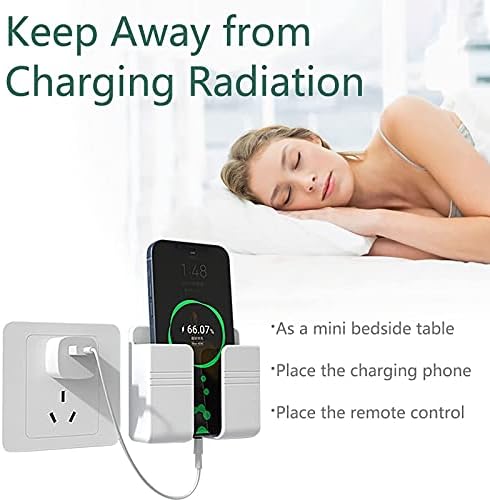 Wall Mount Phone Holder, Phone Stand with 3M Adhesive & Data Cable Hole, Multi Purpose Phone Charging Dock Holder for Shower/Charging, Compatible with iPhone and Android, Max 6.5 Inch(Grey)