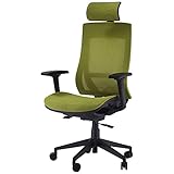 Vinsetto Silla de Oficina Giratoria Silla de Escritorio Ergonómica con Altura Ajustable Reposabrazos Reposacabezas Regulables y Respaldo Alto de Malla 66,5x66x120-128 cm Verde
