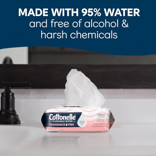 Cottonelle Fragrance Free Flushable Wet Wipes, Adult Wet Wipes, 8 Flip-Top Packs, 42 Wipes Per Pack - Thumbnail 3