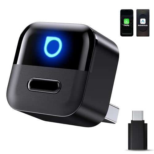 OTTOCAST Mini Pico 2026 Adaptador Inalámbrico CarPlay y Android Auto, Botón Inteligente, 5 8s Conexión Automática, USB A/C, Actualización OTA, Conexión con Cable a Inalámbrica (iOS 10+/Android 11+)