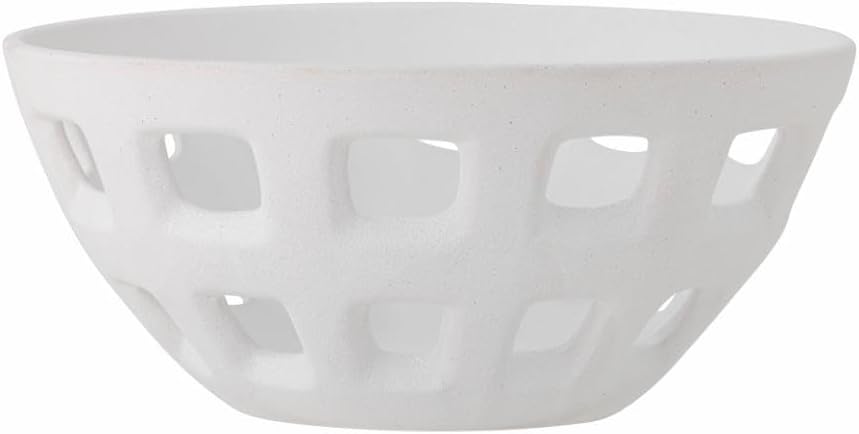 Foligno Decorative Bowl, White Stoneware