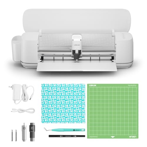 LOKLiK iCraft Plotter-Maschine – Schneidemaschine zum Personalisieren von Textilien, Tassen, Taschen, Aufklebern und Dekorationen. Kompatibel mit Flexfolie, Papier, Leder, Karton und mehr. (Weiß)