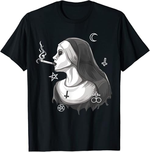 Limited Dark Nun Satanic Occult Gothic Evil Anti-Christ Nun Unholy T-Shirt