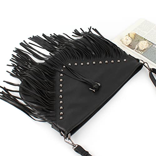 Faux Leather Fringe Hobo Bag Tassel Studed Cross Body Bag Shoulder Bag Cowgirl Purse4