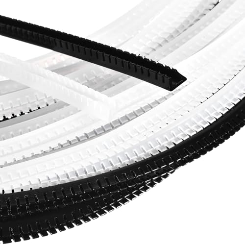 QUARKZMAN 2Pcs Gaine En U Pour Bordure, Adapté Pour Épaisseur 2.4-3mm 33ft Protège-Bords Denté À Encliquetage Pour Panneaux En Acier Verre Plastique Bois Câbles Électriques, Noir/Blanc