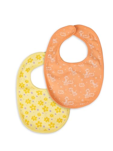 Image of Kidbea Organic Cotton Baby Bib, Adjustable Snap Closure Soft Absorbent Feeding Bibs Apron for Newborns & Infants Child With Cute Prints | Reusable Baby Essential
