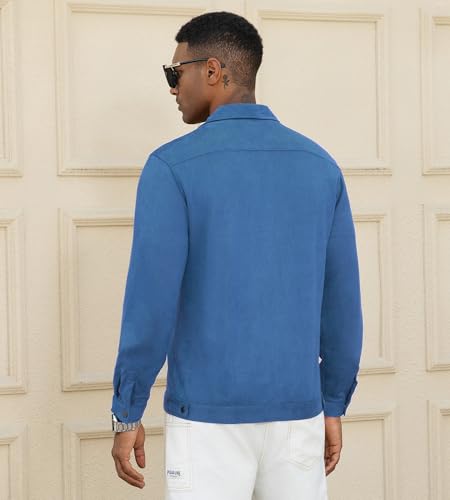 Alex Vando Mens Suede Shirt Jackets Long Sleeve Two Pockets Snap Casual Button Down Shirts